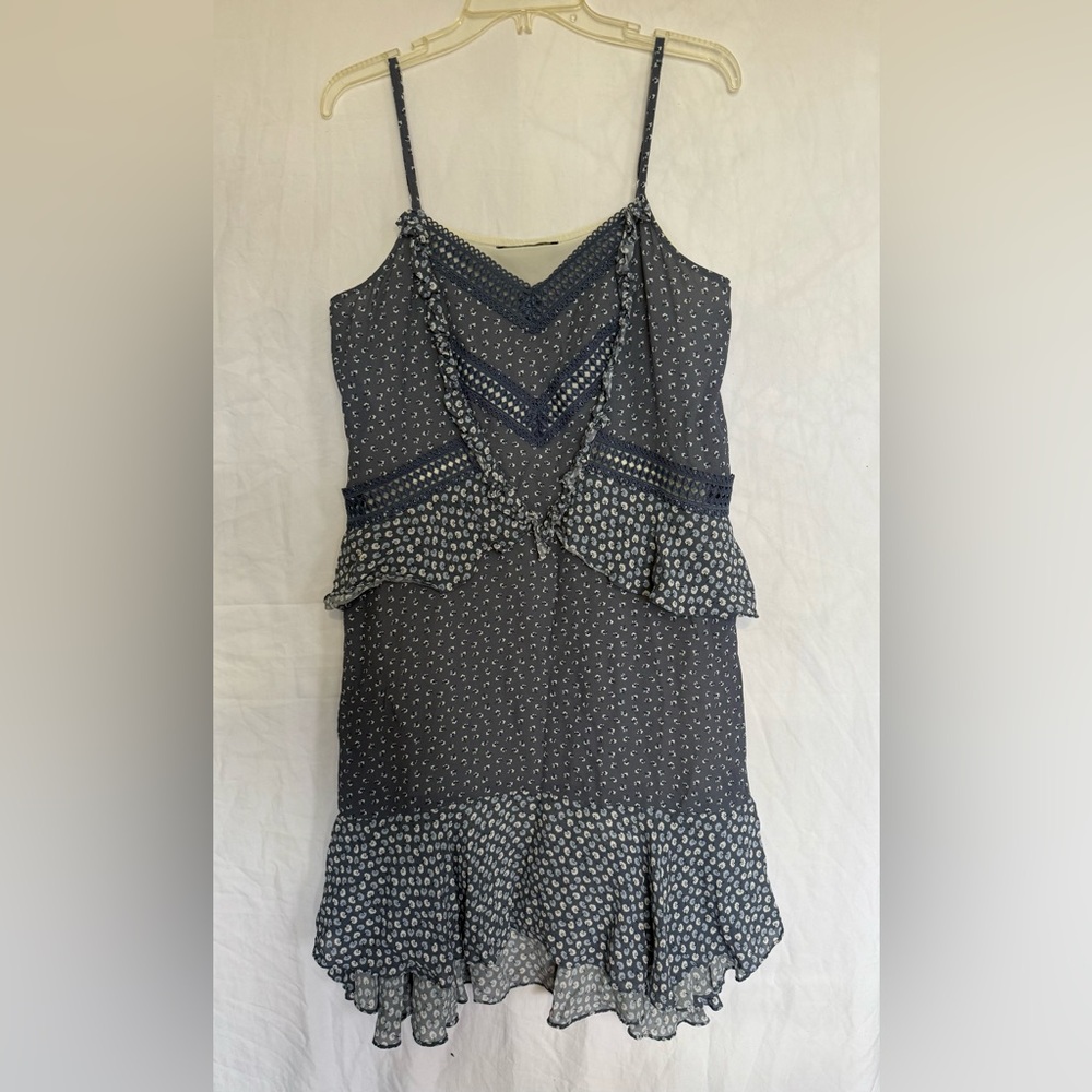 Abercrombie & Fitch L Floral Summer Strap Sun Dress Y2K Boho coastal beach blue